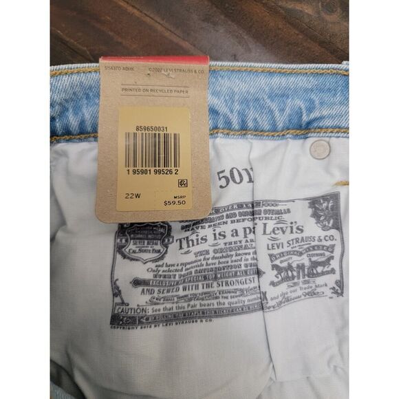 Levi's 501 Short High-Rise Fitted Thought The Hip Distressed Button Fly Size 22W - Picture 5 of 12